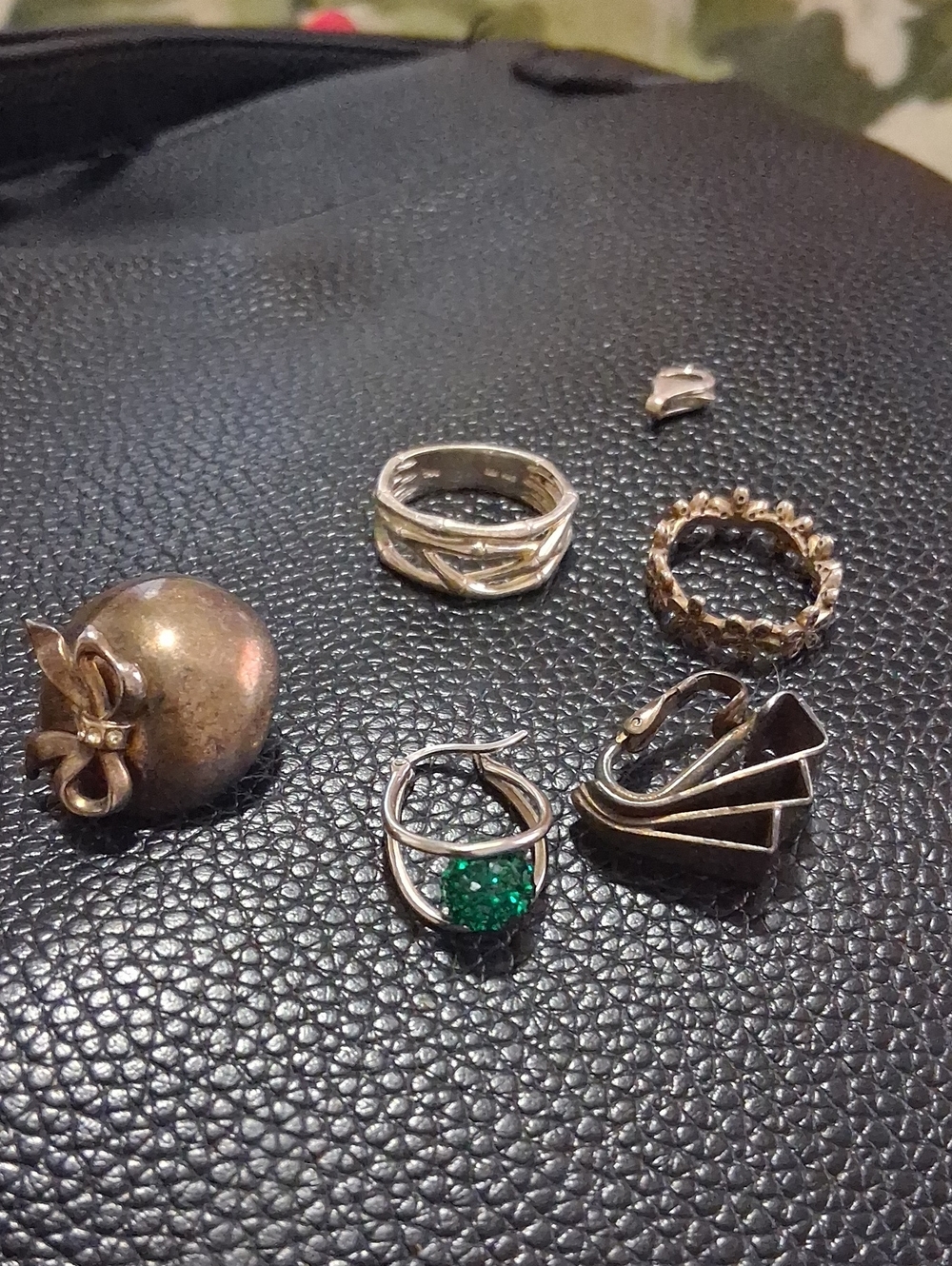 Silver Ring with Green Gemstone Accent - Women Jewelry